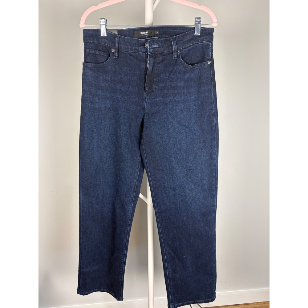 Hudson Los Angeles Womens High Rise Straight Leg Jeans Interstellar Blue Size 10